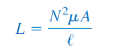 Formula of inductance