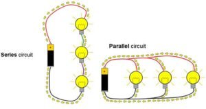 Series and parallel connection of lamps