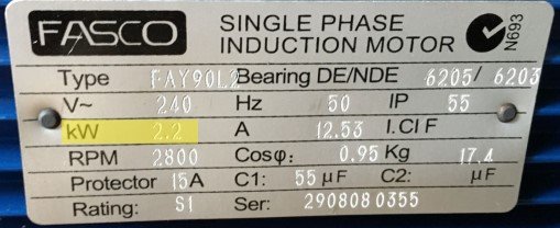 Motor Nameplate - kW and kVA