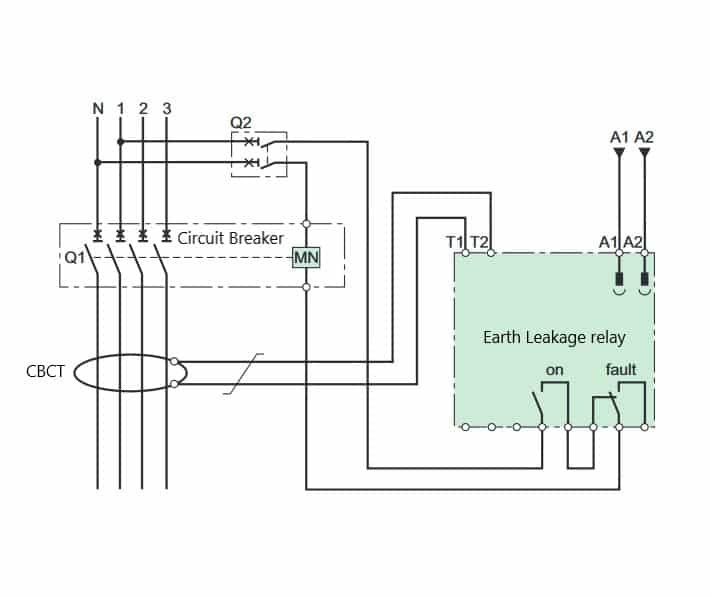 earth leakage relay wiring diagram