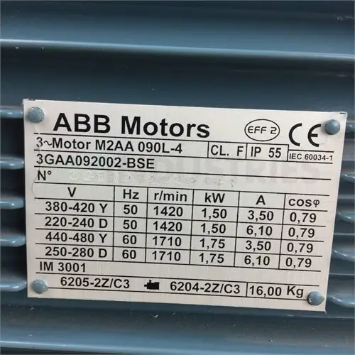 Motor rated Full load current v/s Nominal current