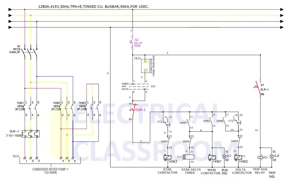 Star-Delta starter wiring diagram