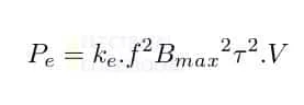 Formula of eddy current loss