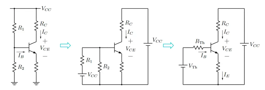 DC Bias computation for the common-emitter amplifier with finite base current